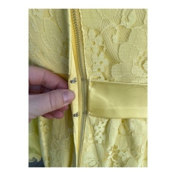 1950s Prom Dress Formal Sunny Yellow Evening Wedding Lace Bow Maxi Cupcake Sz S - Picture 6 of 16